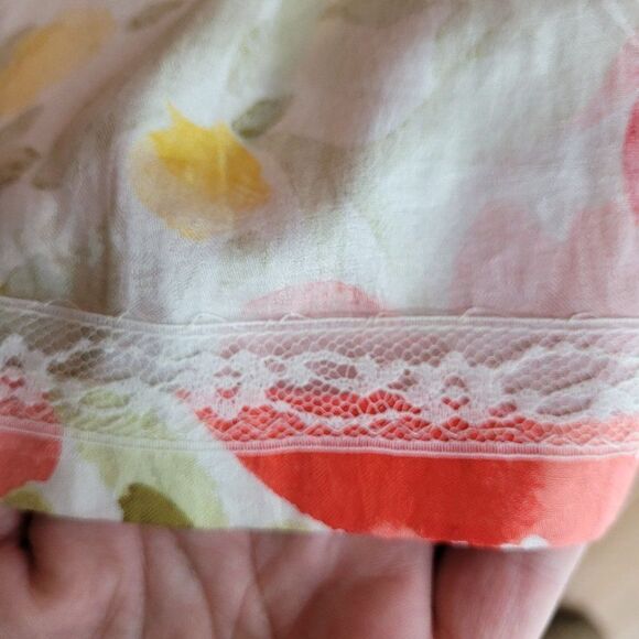 70's Handmade Boho Cottagecore Bright Pink Yellow Floral Full Prairie Skirt Sz M - Picture 5 of 10